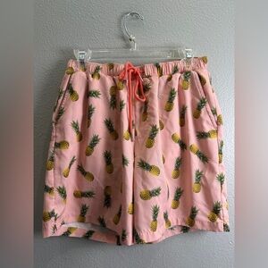 Mosmann Swim Shorts Australia Men's Small Pink Pineapple Print Stretch
